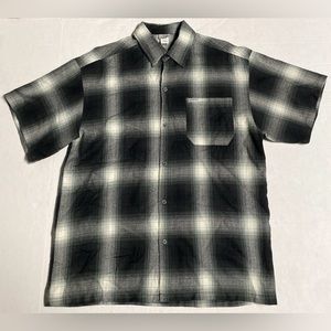 CALTOP CHARCOAL OMBRE  LARGE SHIRT OLD SCHOOL OG LOWRIDER BIKER FLANNEL StSleeve